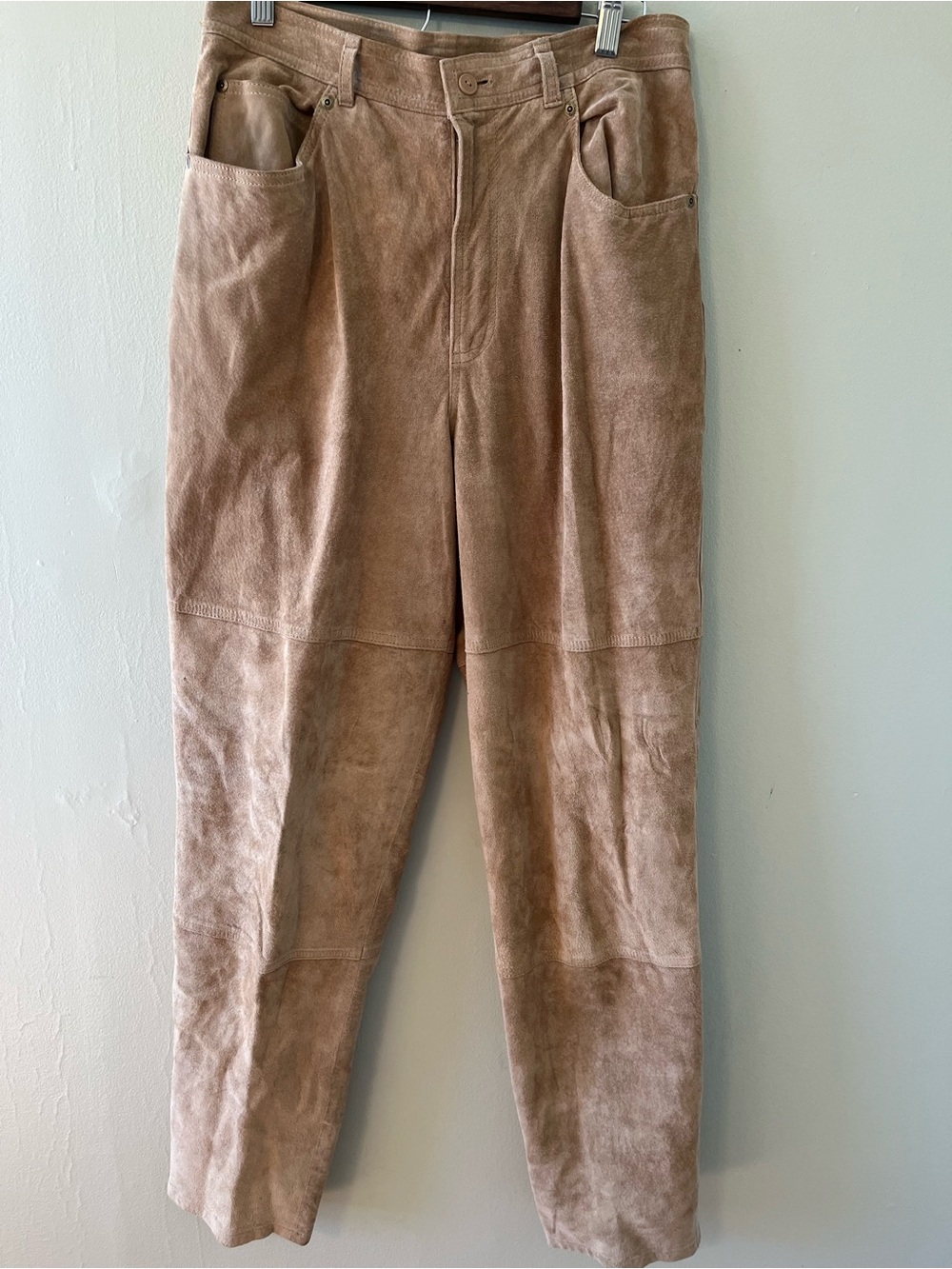 Lauren Ralph Lauren Suede Leather Trousers in Taupe Size 12.  Vintage Leather